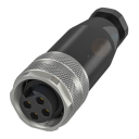 BALLUFF Field Attachable 7/8-16 UN-Female, straight, 4-pin,Cable Dia 8...10 mm, Screw terminal,