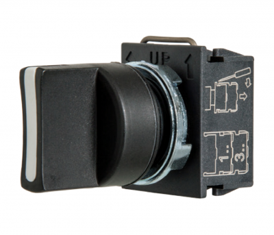 GHISALBA 22mm IP66 2 POS SELECTOR SWITCH MAINT L&R, BLACK KNOB, CAM A ...